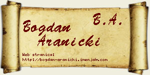 Bogdan Aranicki vizit kartica